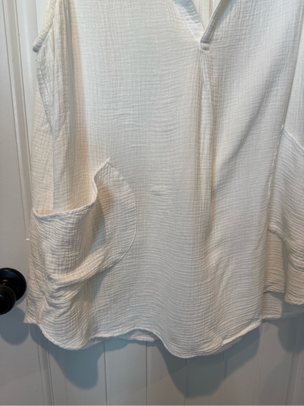 Cynthia Rowley Cream 100% Cotton Gauzy Sleeveless Tunic with Front Pockets - Picture 4 of 6